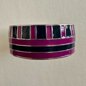 Navy Blue and Purple Enamel Hinged Cuff Bracelet